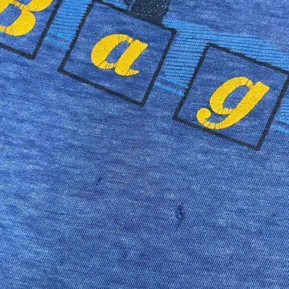 VINTAGE Bagur 17 Hour To Go Fishing Graphic T-shirt Women XL Blue 90s - Picture 3 of 6
